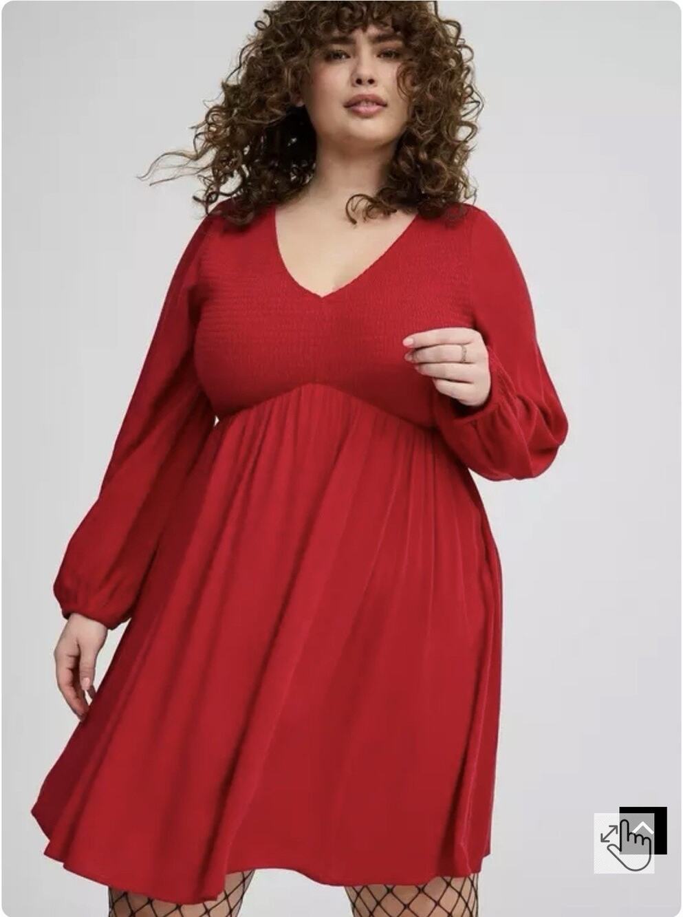 Torrid Mini Wash Smoked Bodice Dress Red Holiday Party 2X Cottagecore